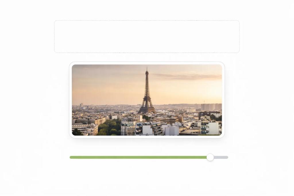 WebP compressor interface with upload area, image preview, and quality compression slider