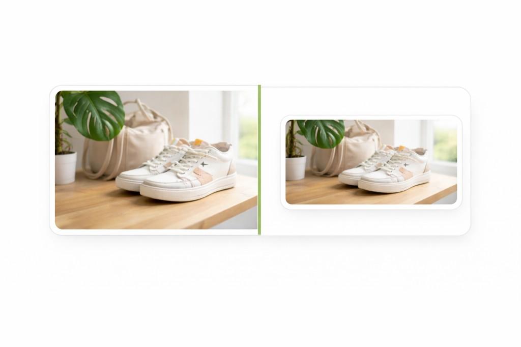 Comparison of original full-size image and proportionally resized result